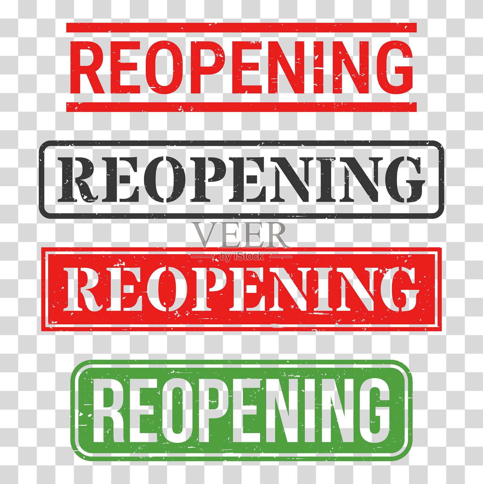 重新开放 - 橡皮图章盖在空白背景上插画图片素材