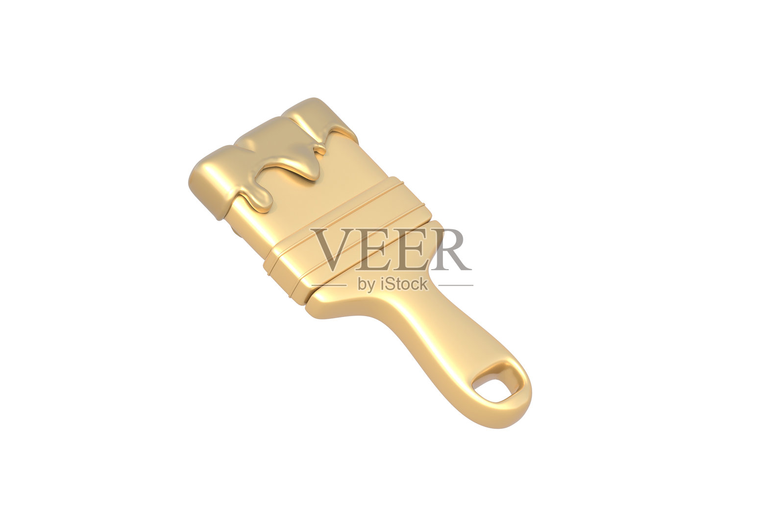 金色画笔,孤立在白色背景上。重新装饰设备。重建工具。家务配件。3D渲染照片摄影图片