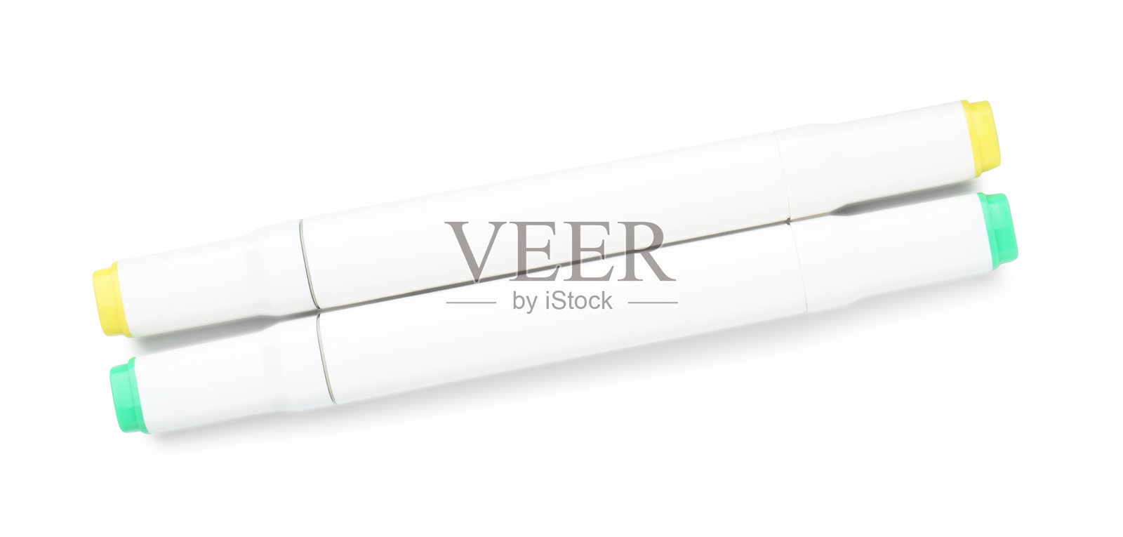 双头马克笔,俯视角度,白色背景照片摄影图片