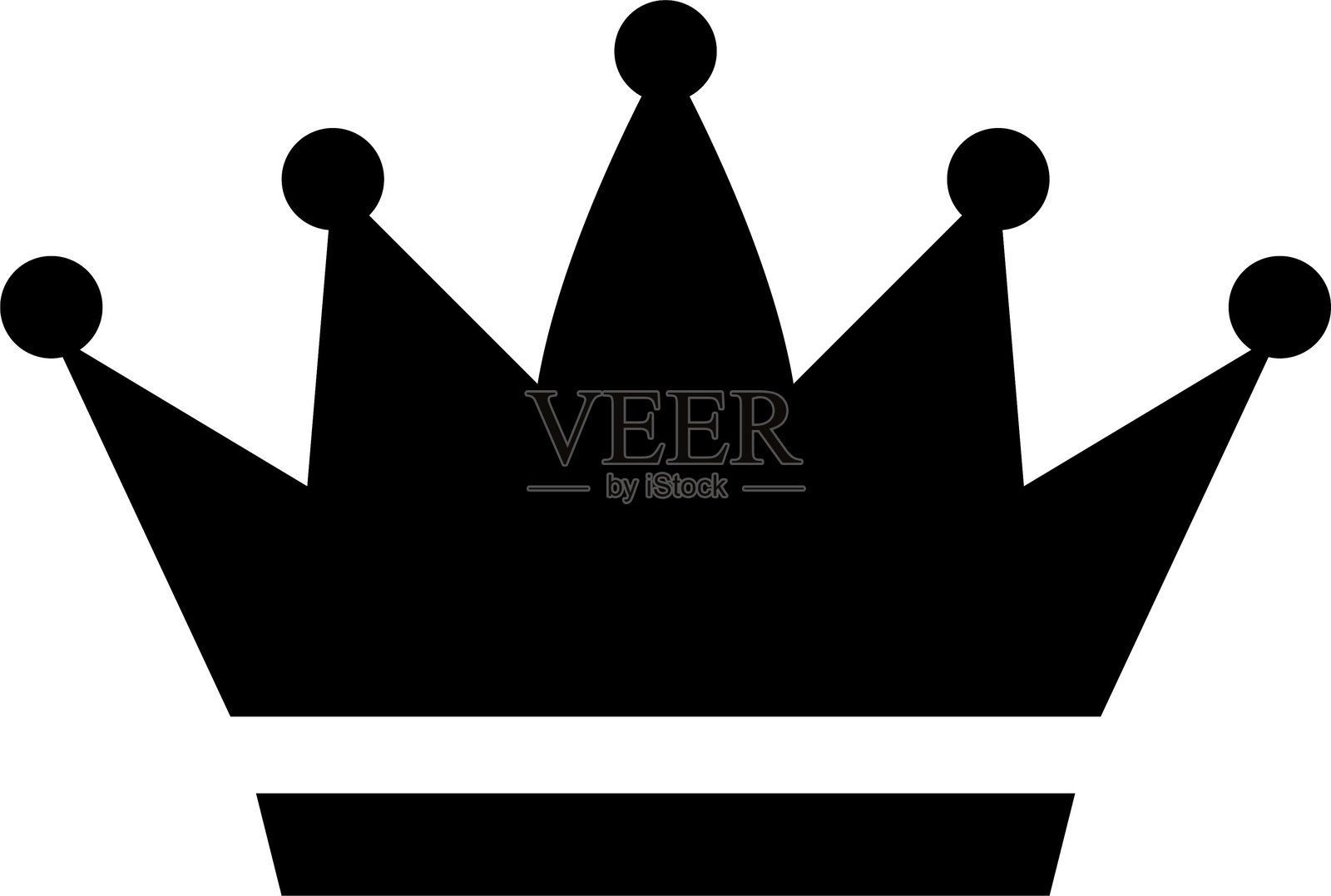 大皇冠。皇冠图标。剪影。奢华的黑色皇冠,采用时尚的扁平风格,孤立在透明背景上。皇冠符号,适用于您的网站设计、Logo、应用程序、UI插画图片素材