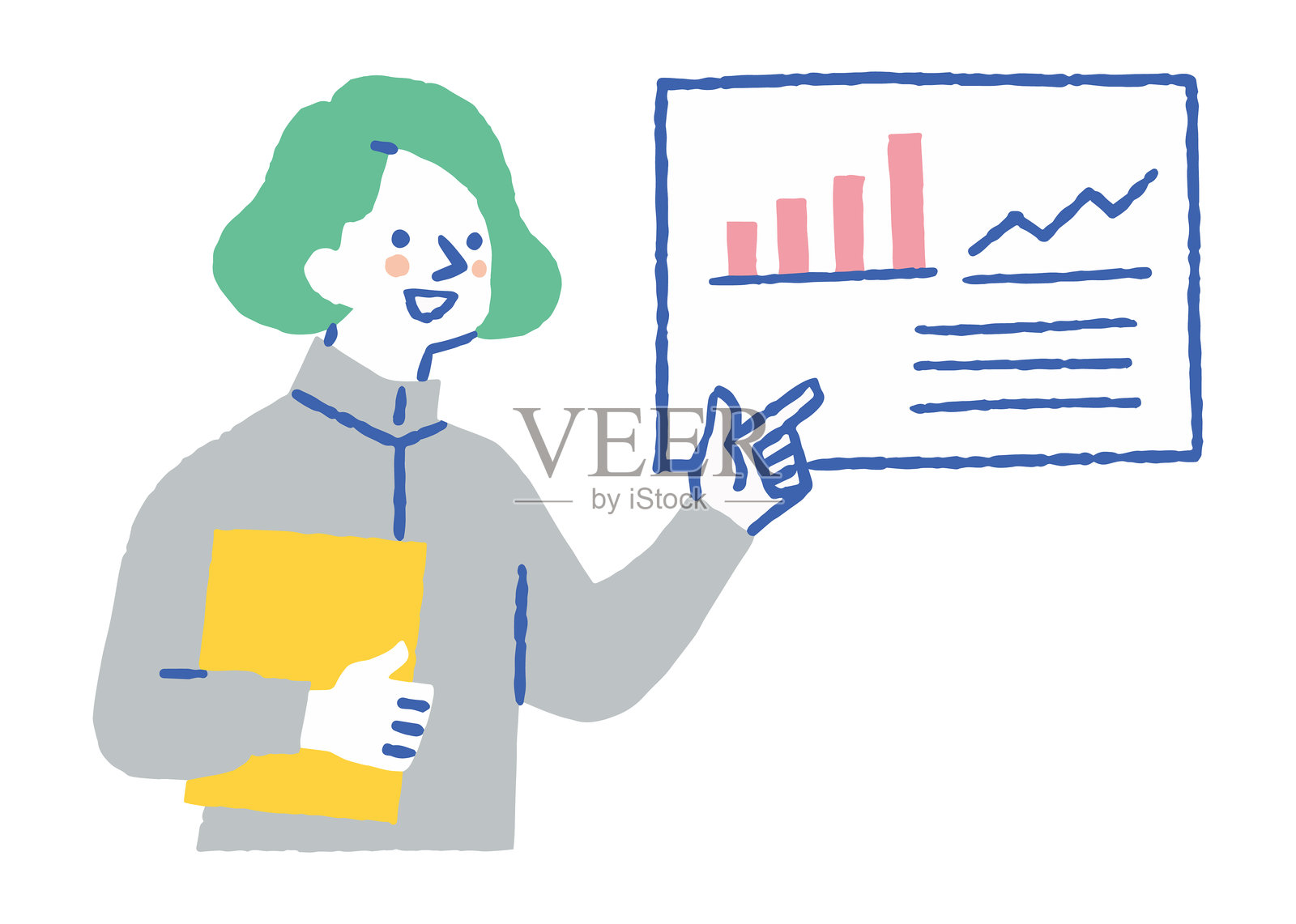 有心理健康问题的职业女性_彩色插画图片素材