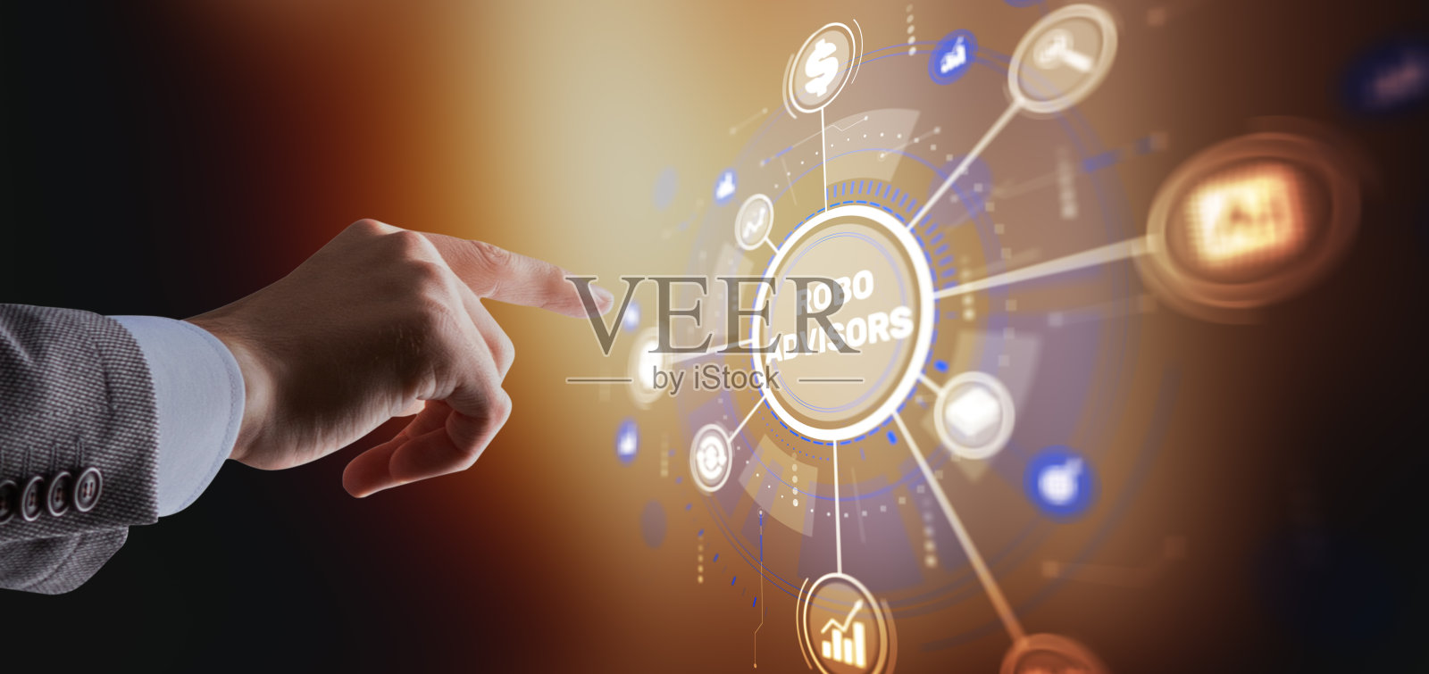 自动机器人顾问提供人工智能驱动的投资管理和财务规划服务照片摄影图片