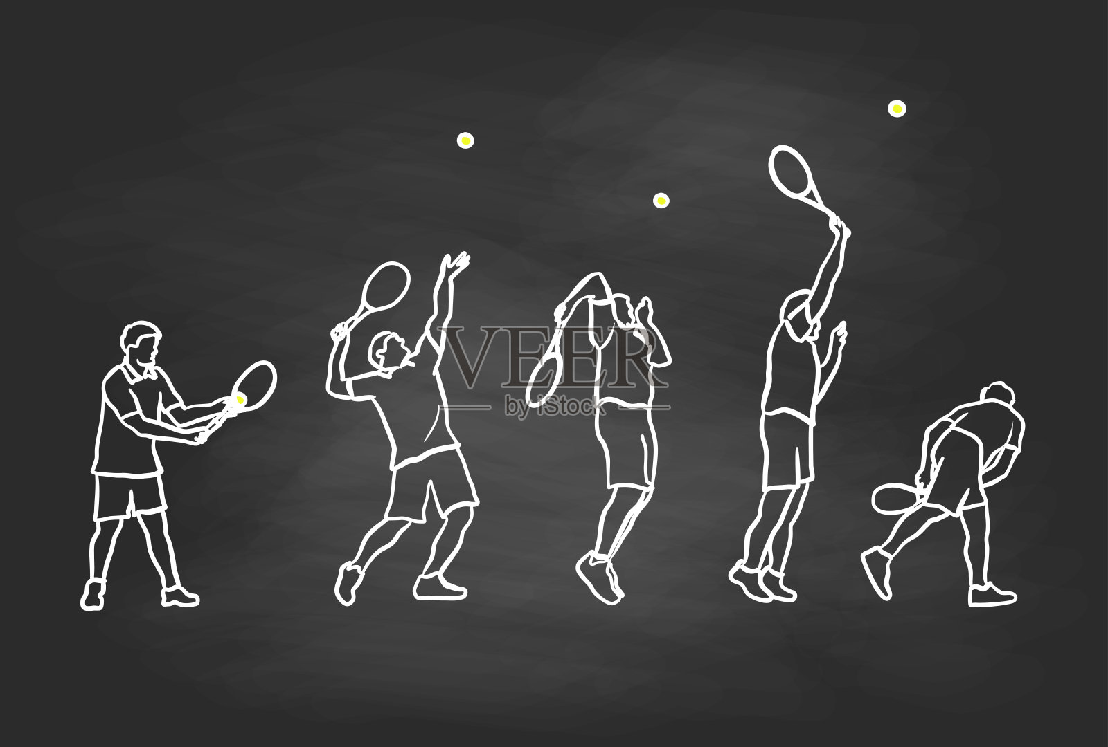 网球发球素描插画图片素材