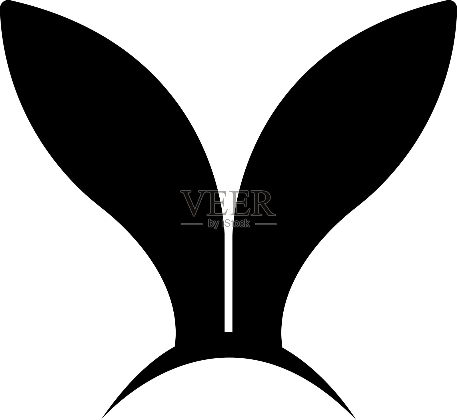 兔子耳朵图标,兔耳剪影,复活节野兔象形图。复活节可爱兔耳头饰,兔形头套,节日头部装饰。透明背景,用于贺卡。插画图片素材