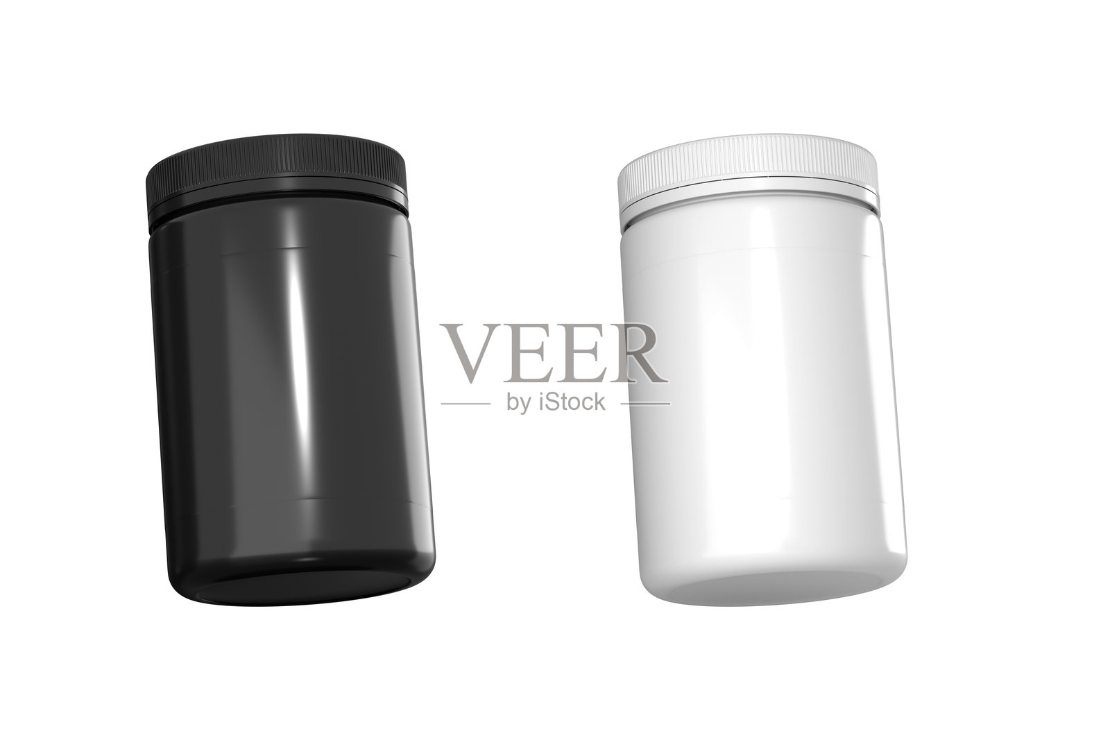 透明背景上的药瓶黑白模型_3D渲染照片摄影图片