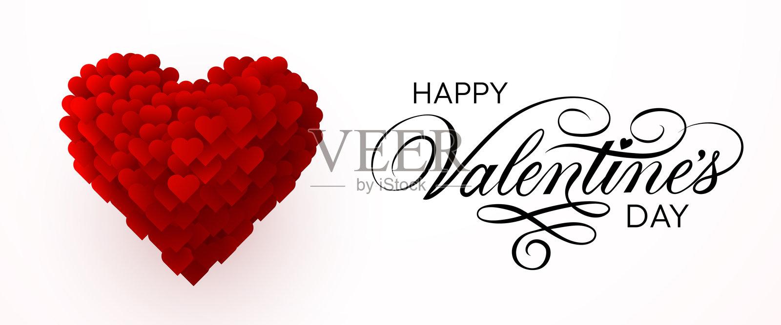 一张充满创意爱心设计的快乐情人节贺卡插画图片素材