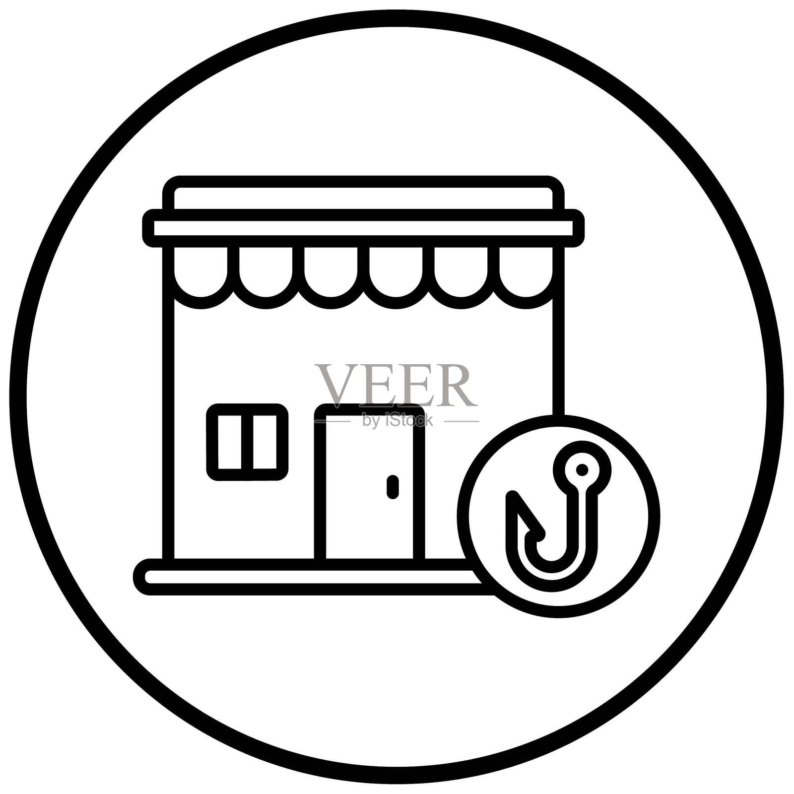 矢量设计 钓具店 图标风格插画图片素材