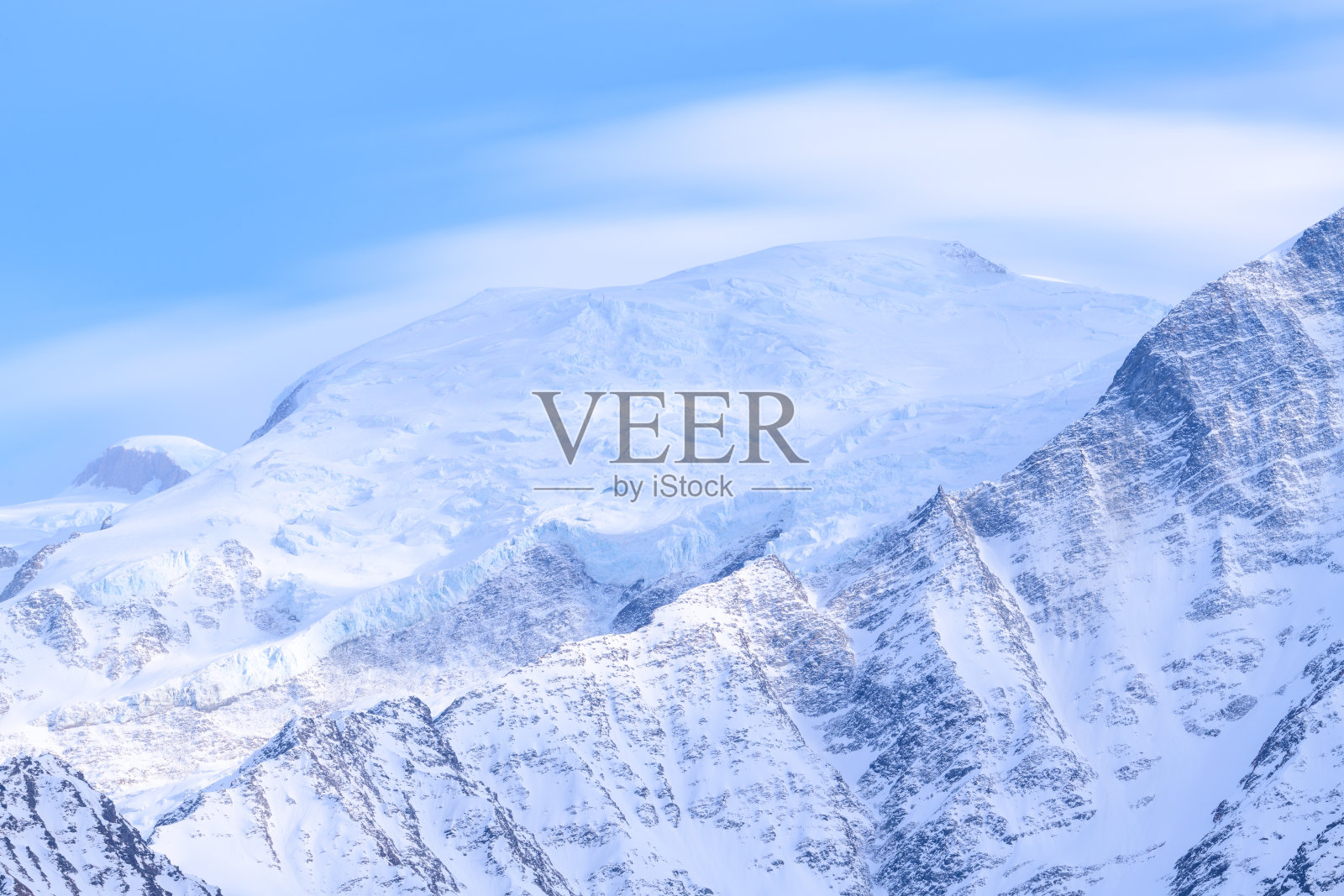 勃朗峰顶峰及广阔的雪原照片摄影图片