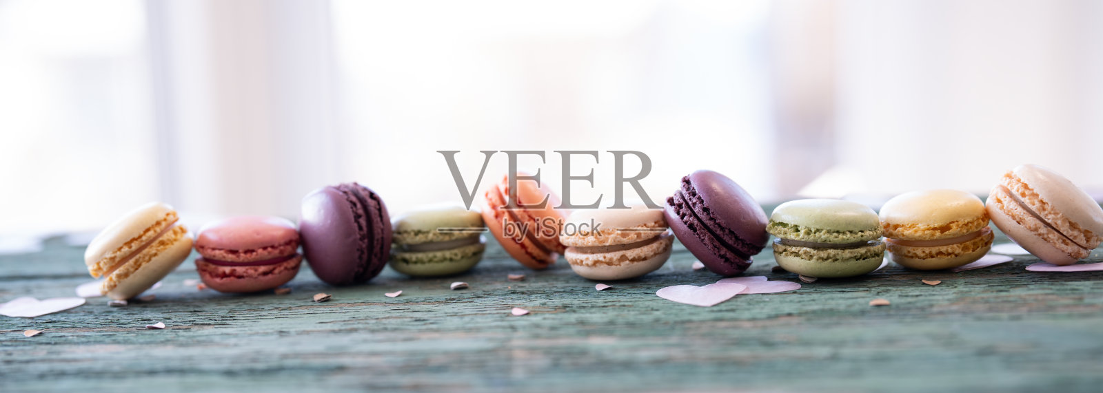 一排马卡龙照片摄影图片