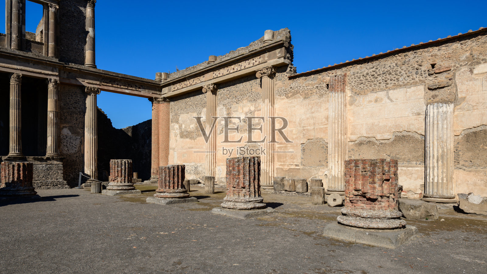庞贝遗址中的古老 वापरा basilica 立面照片摄影图片