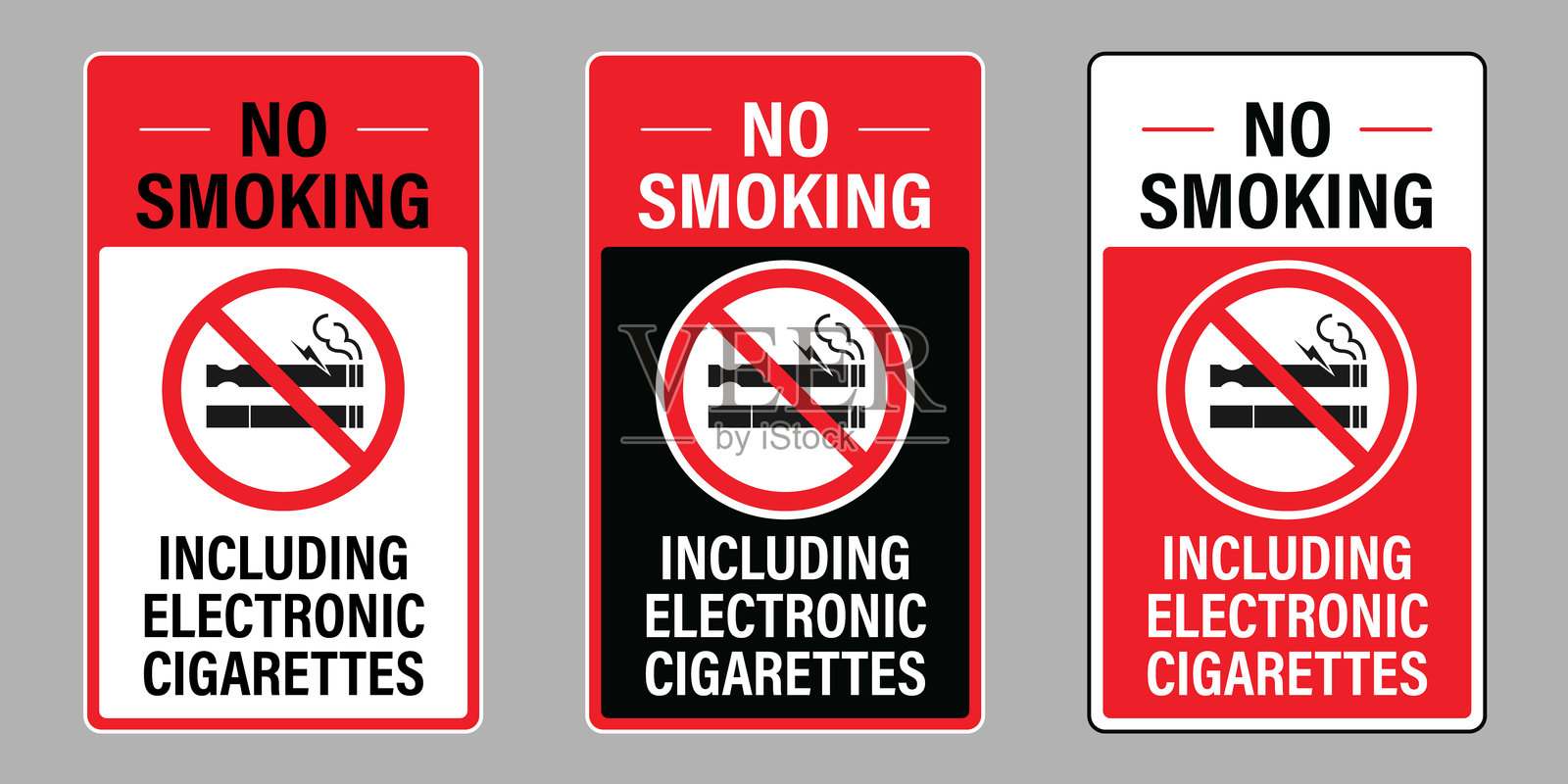 禁止吸烟和电子烟标识。禁止吸烟和电子烟符号。吸烟区矢量图。插画图片素材