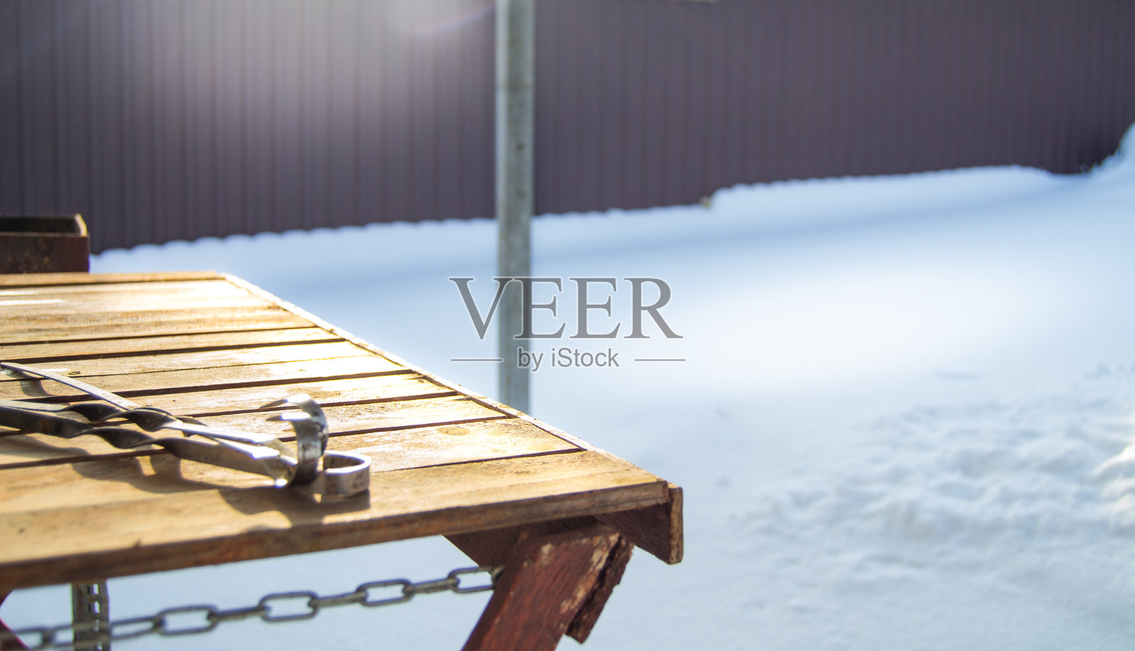 冬日景色的桌子照片摄影图片