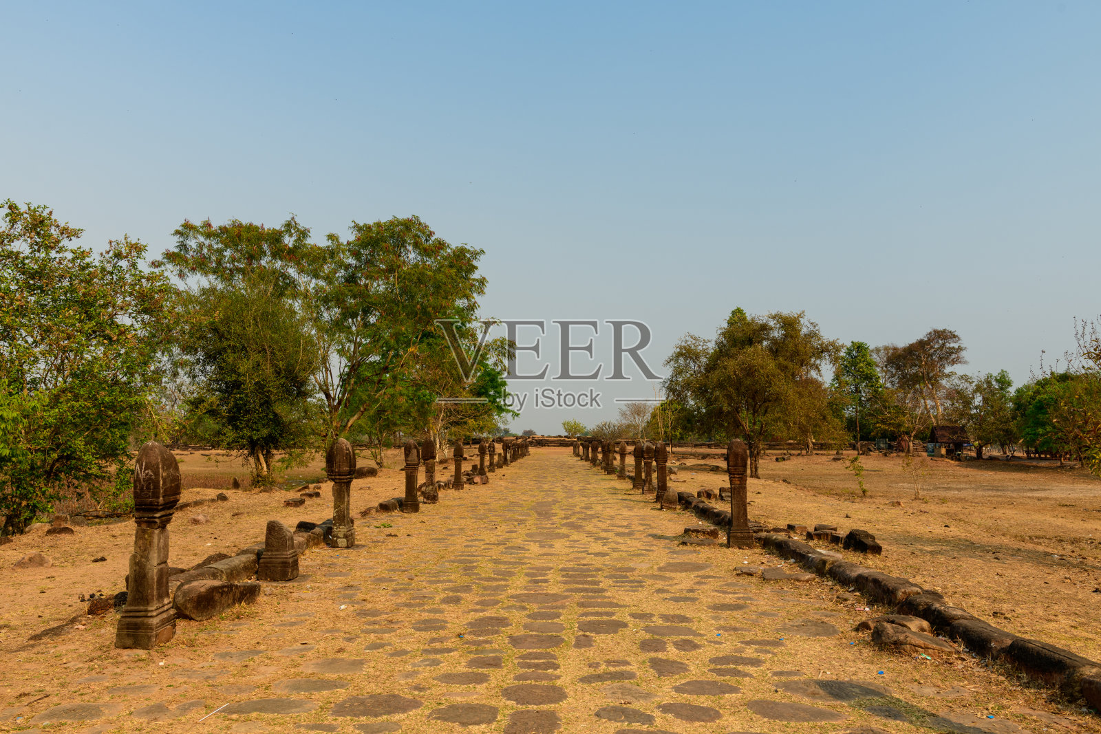 老挝瓦普寺古老的石板步道照片摄影图片