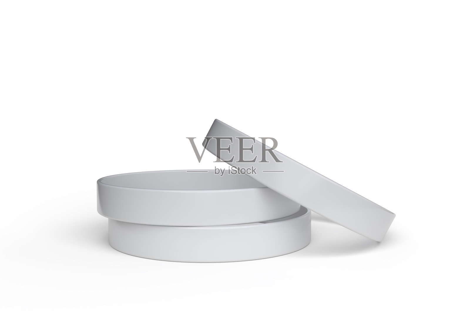 空白白色硅胶腕带模型,孤立在背景上。用于节日入场、门票控制、手部入场活动、腕带、音乐会臂环的空活动腕带塑料活动手环照片摄影图片