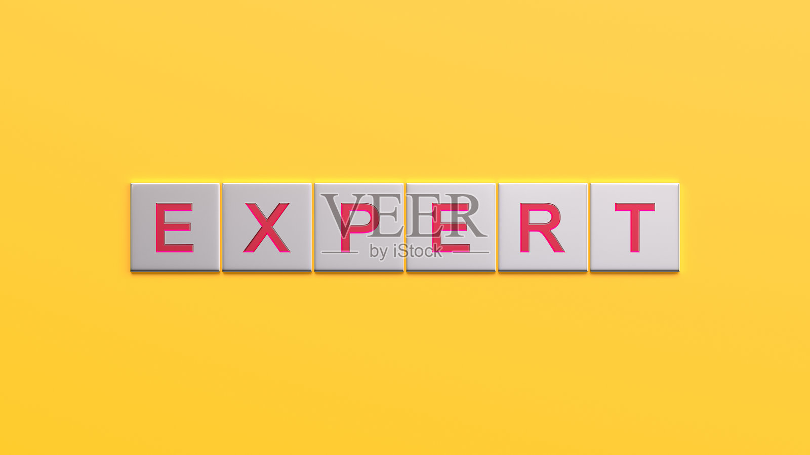 金属立方体上的专家数字文本和黄色背景照片摄影图片