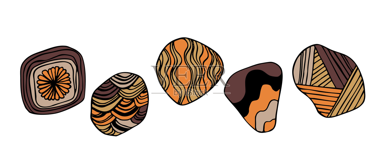 几何手绘民族符号,艺术图标。原住民部落圆形装饰。非洲、澳大利亚图案。点画。用于布料、卡片、织物的矢量插图、设计模板插画图片素材