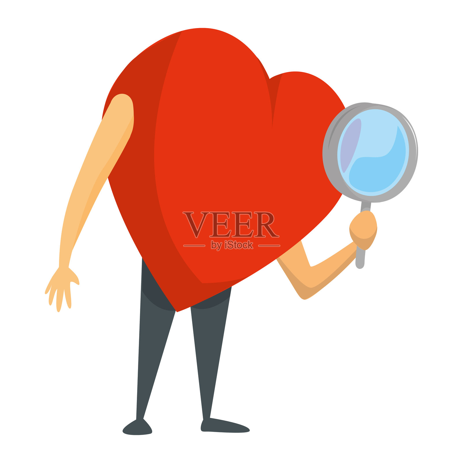 红色爱心侦破一桩谜案插画图片素材