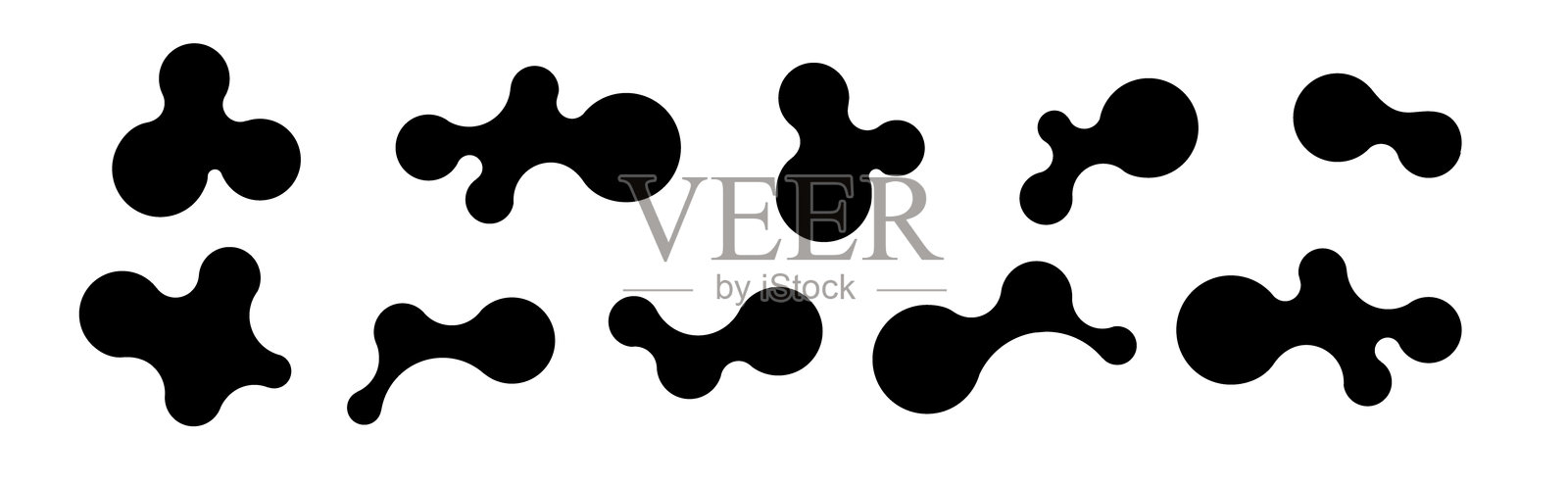 球形メタボール连接点和变形的斑点。几何流体有机メタボール形态。Logo矢量图插画图片素材