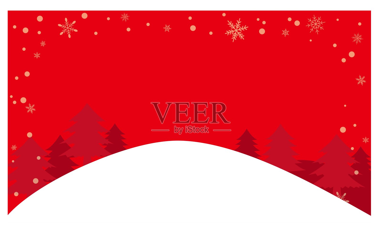 红色背景上的极简雪林插画插画图片素材