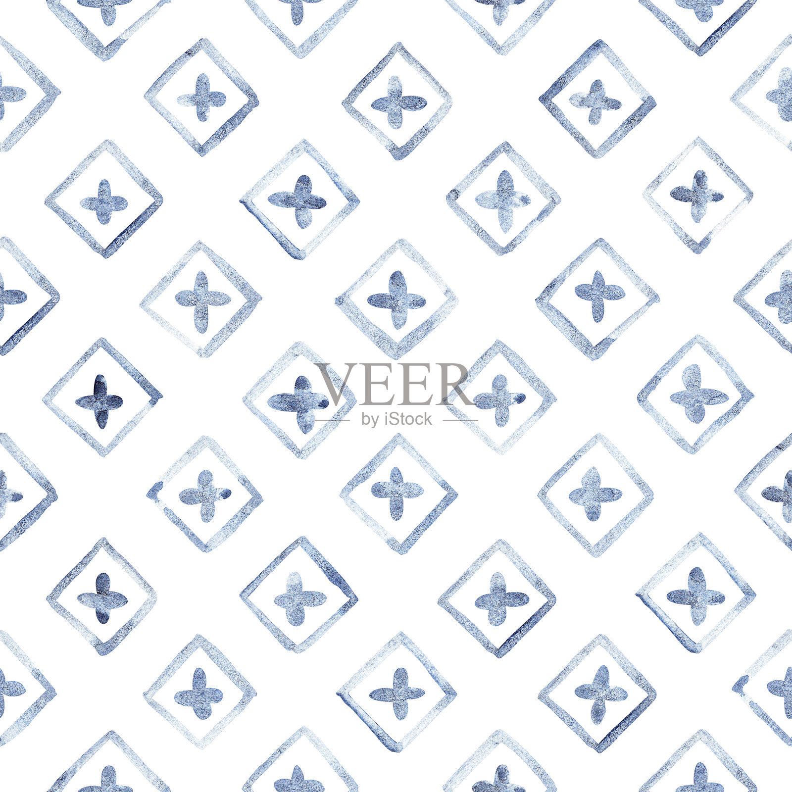 无缝水彩钻石图案插画图片素材