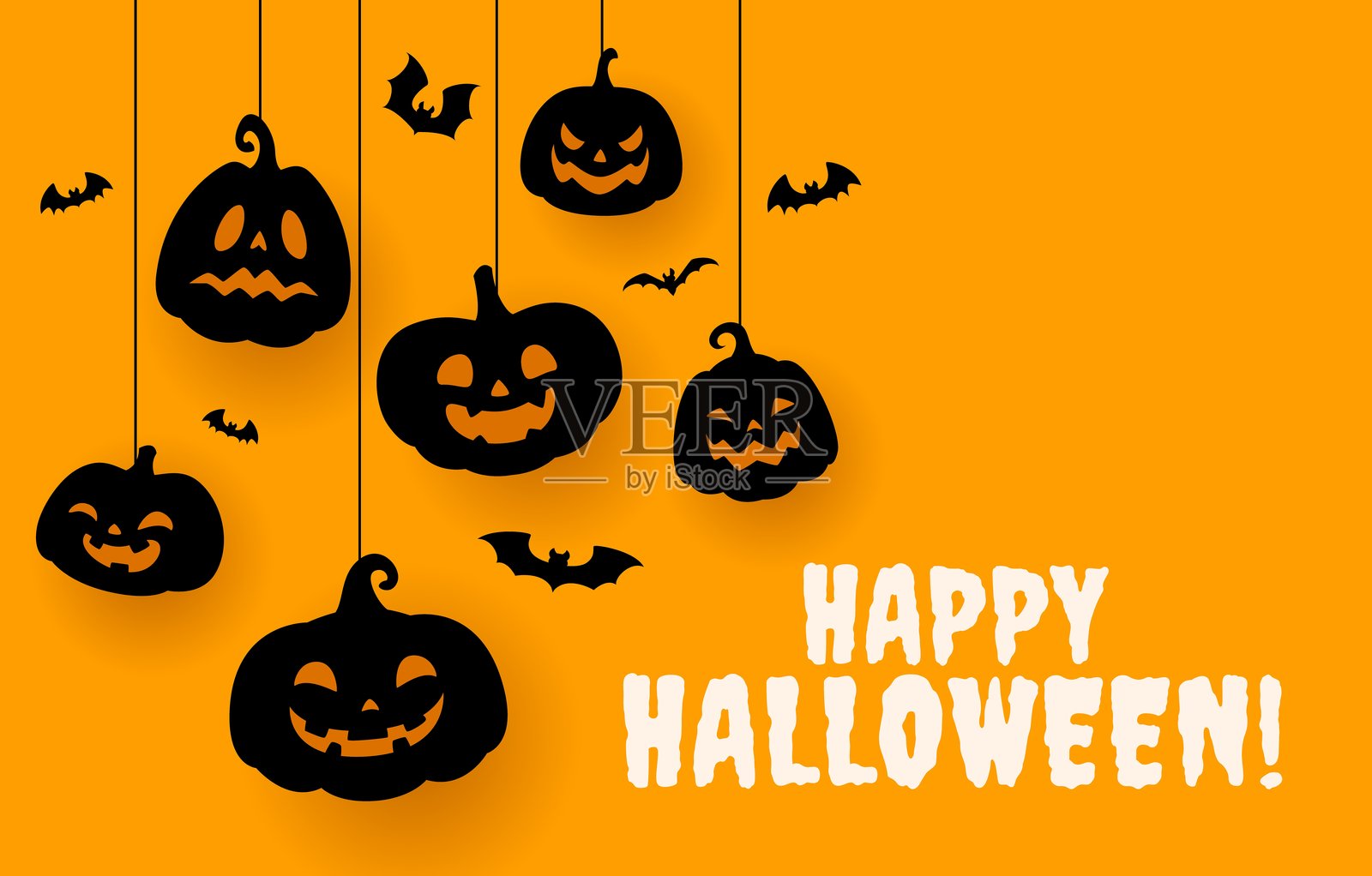万圣节快乐!恐怖南瓜横幅插画图片素材