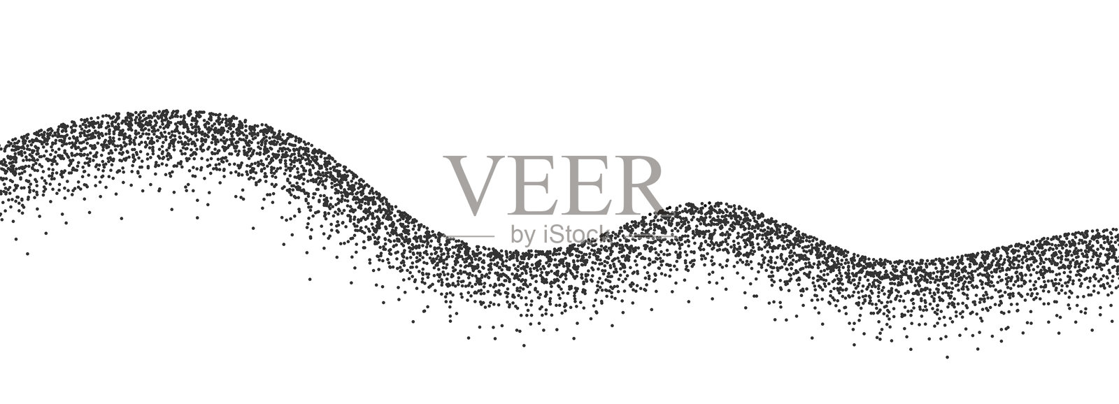 沙粒波浪线背景。抽象的点状纹理波浪,黑色噪点虚线,沙粒质感。复古矢量插图,孤立在白色背景上。插画图片素材