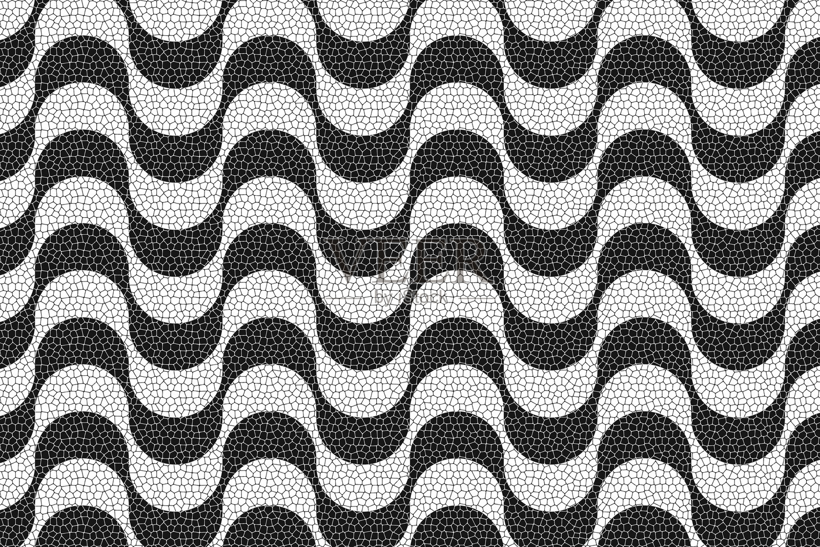 科帕卡巴纳人行道图案,具有逼真的鹅卵石纹理。巴西里约热内卢著名的海滩长廊。葡萄牙人行道风格的重复波浪印花。矢量图形插画插画图片素材