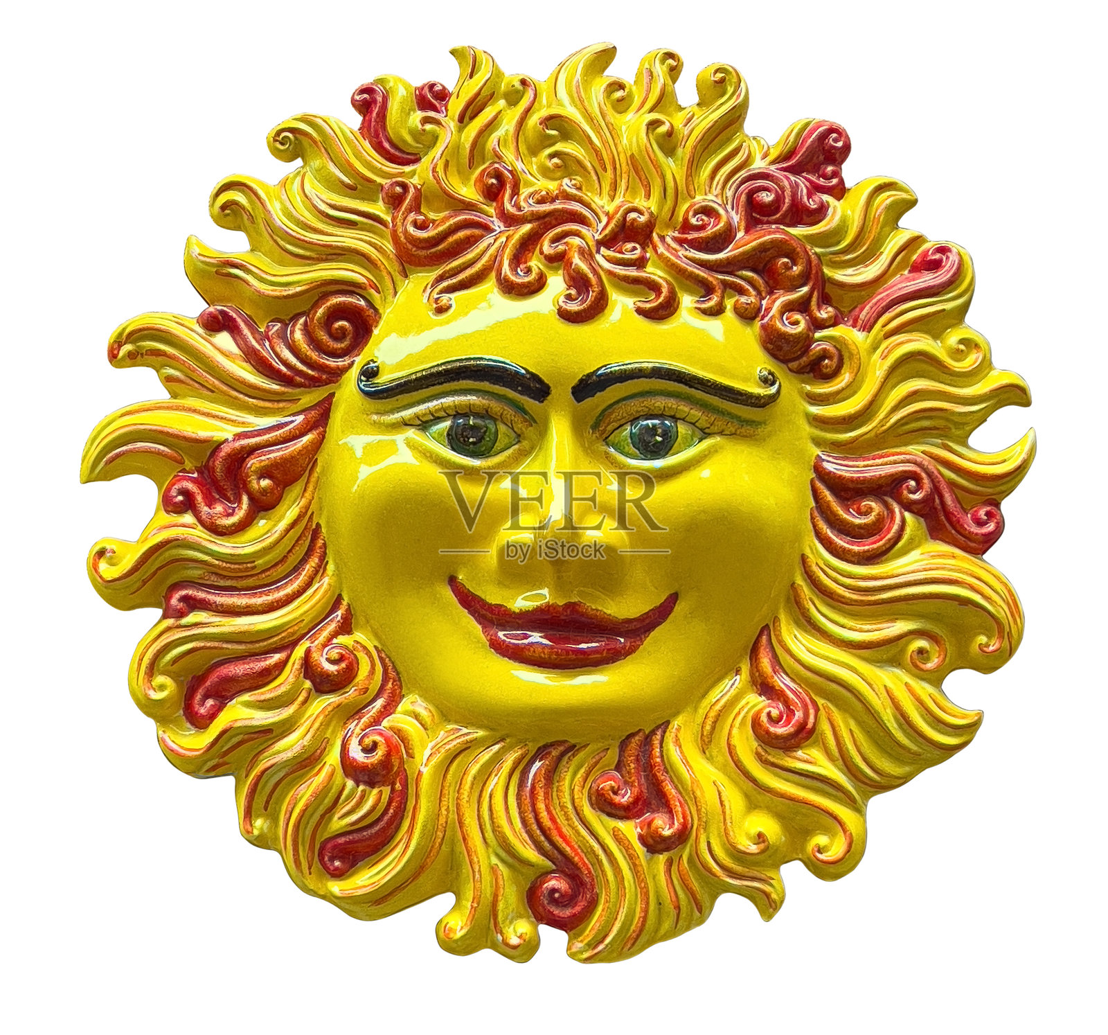 微笑的太阳脸雕塑,带来温暖和欢乐照片摄影图片