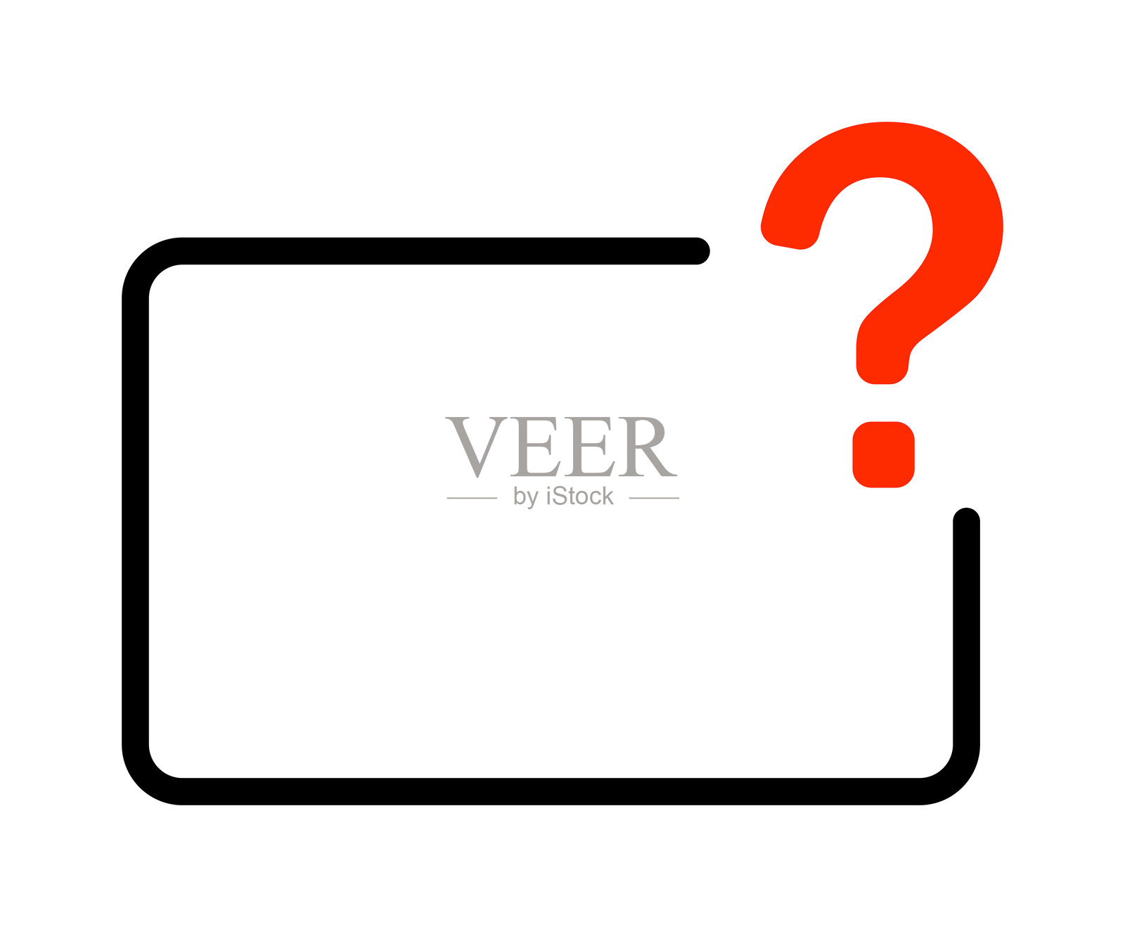 极简主义框架与醒目的红色问号插画图片素材