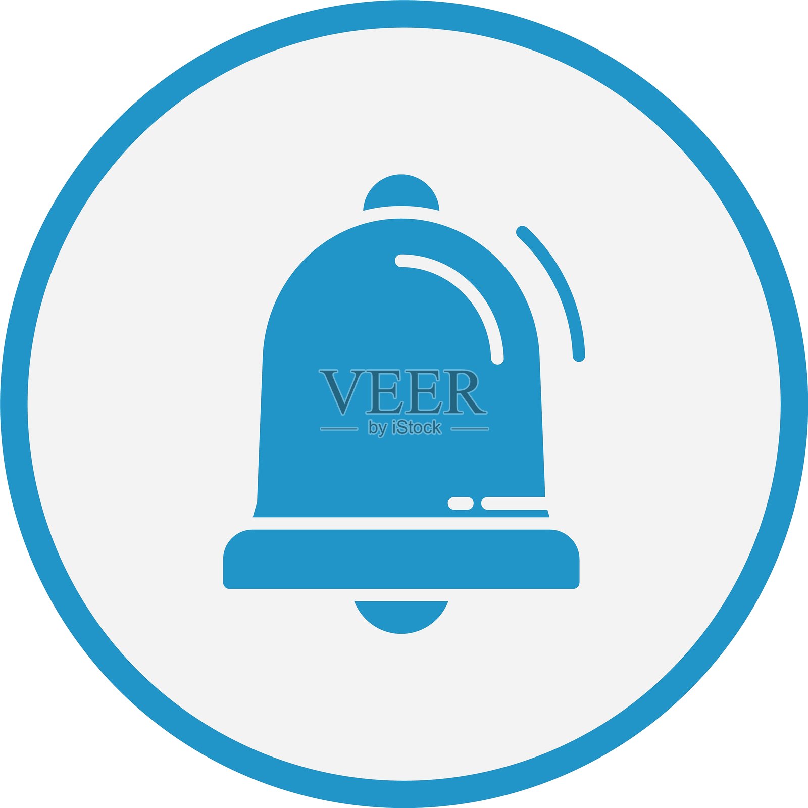 蓝色圆圈警报铃图标插画图片素材