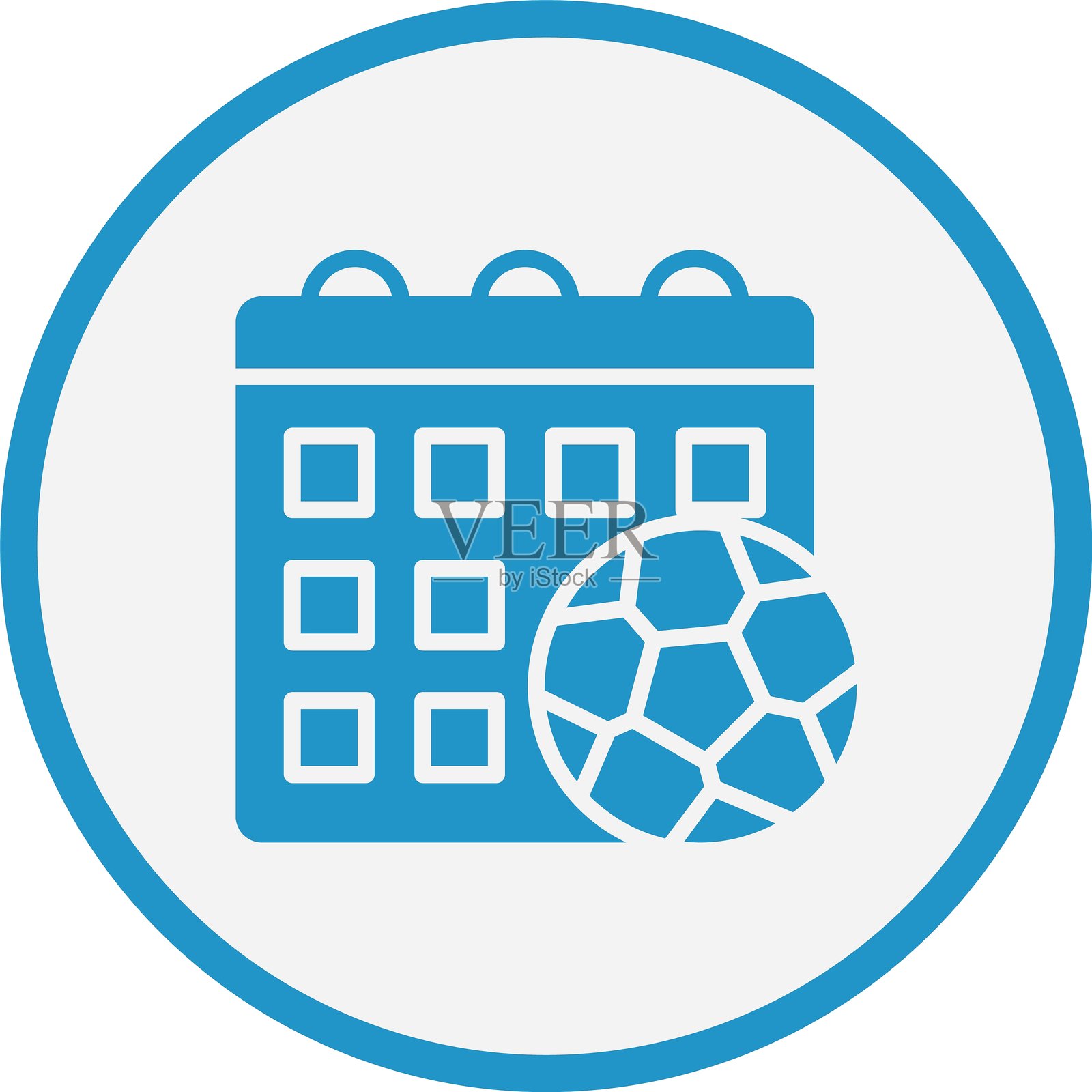 日历图标,蓝色圆形插画图片素材