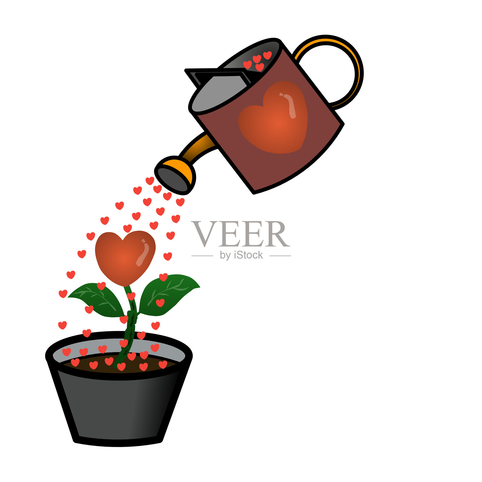 浇灌爱情之树插画图片素材