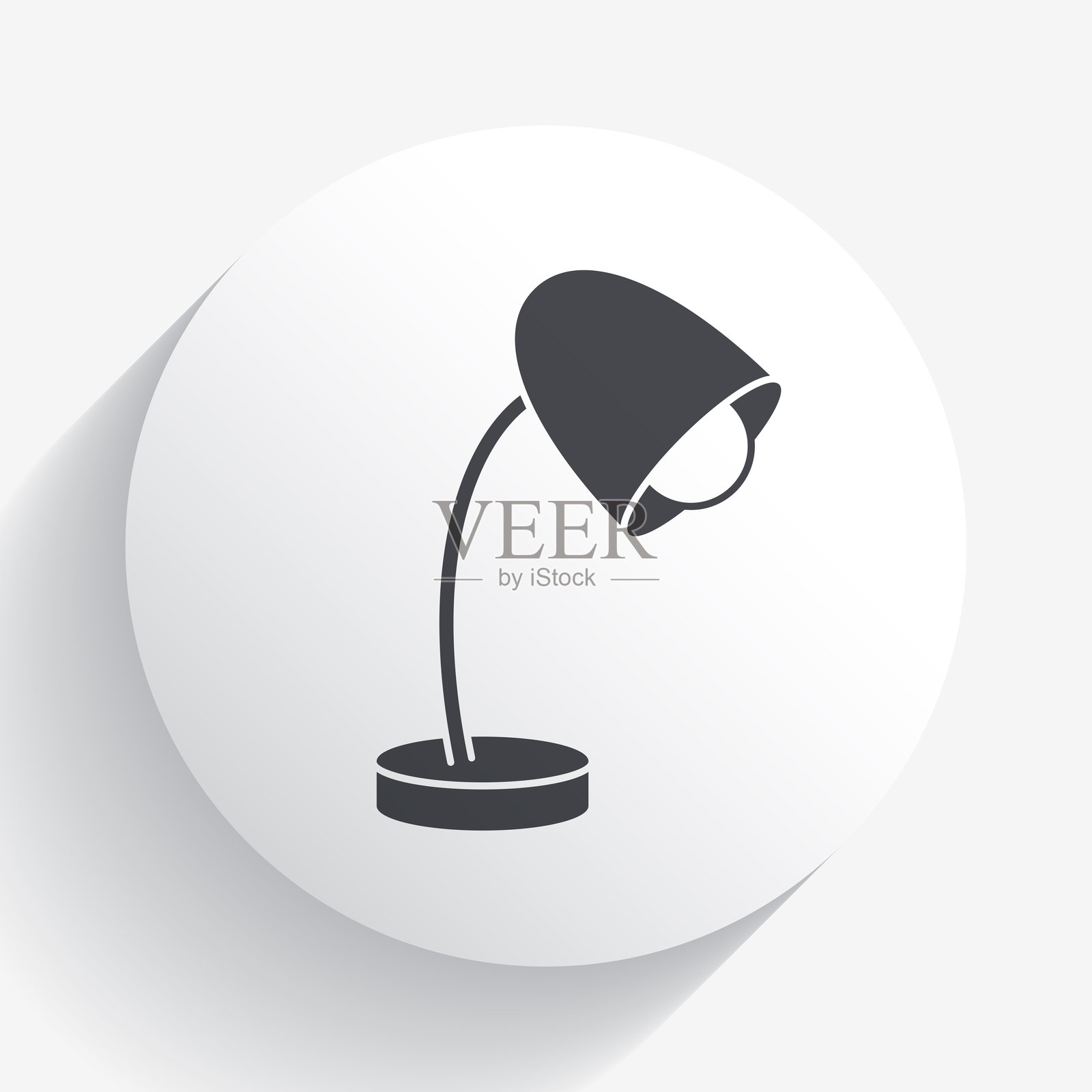 带长阴影的圆形按钮上的台灯图标插画图片素材