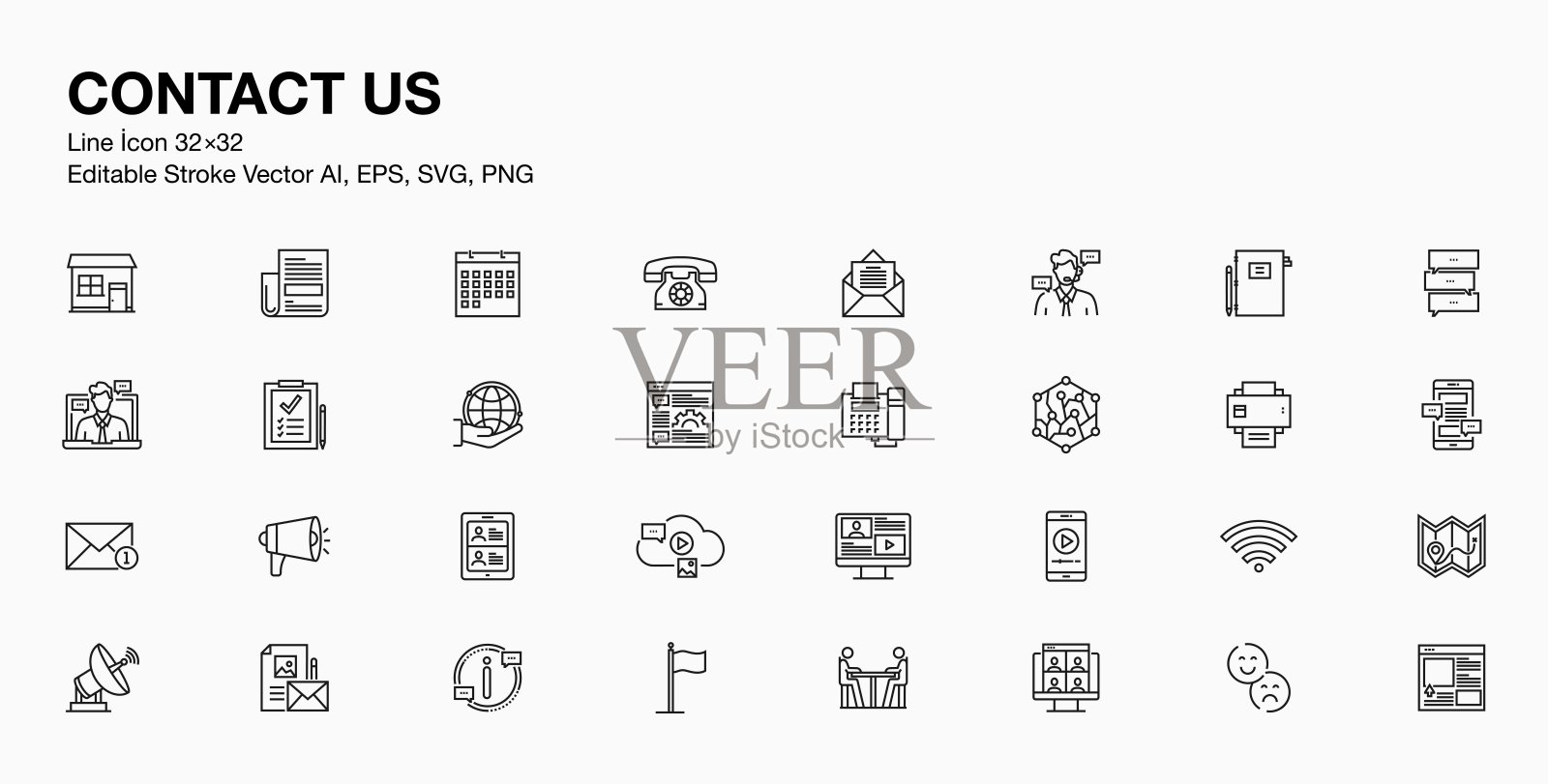 联系我们线条图标集插画图片素材