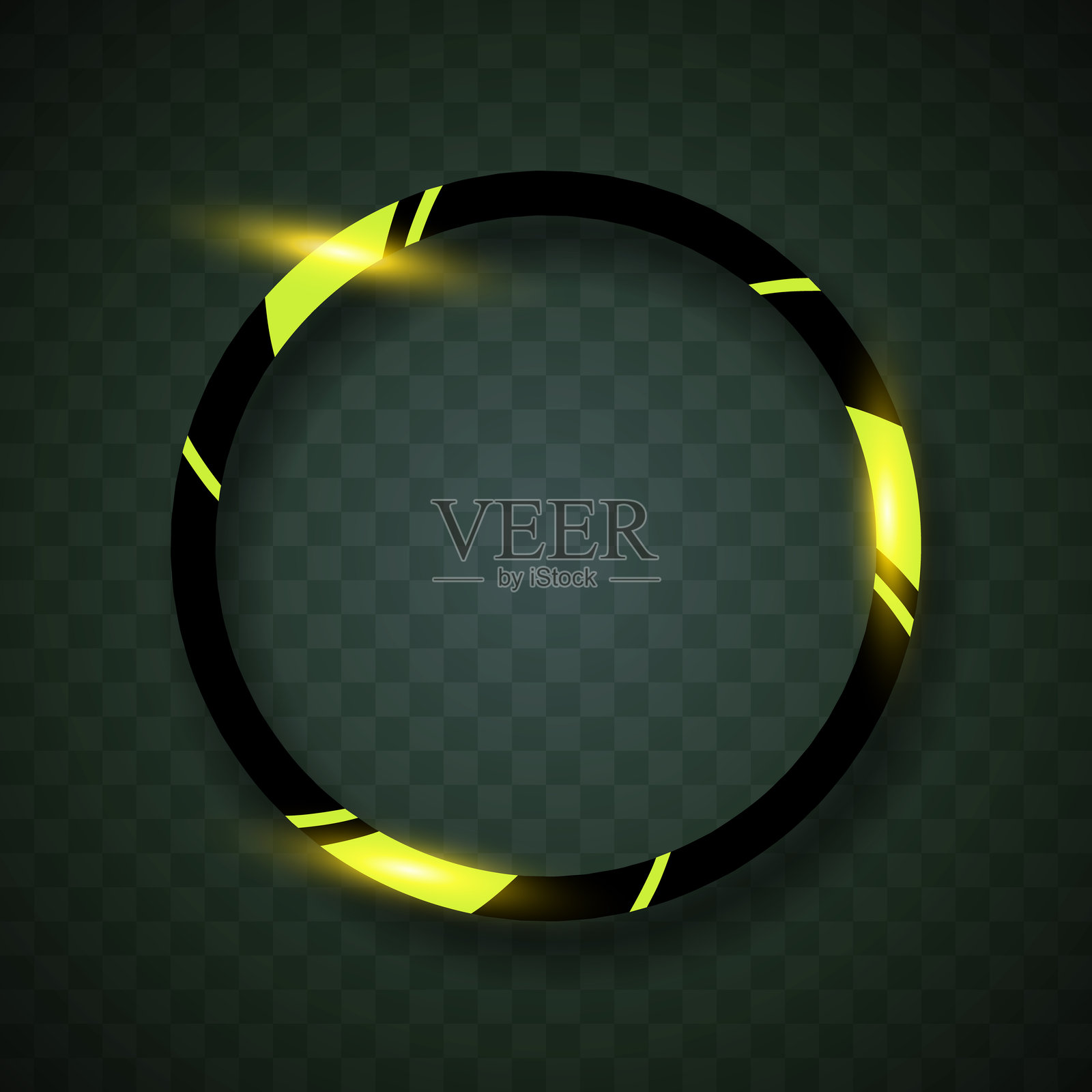 未来感UI和科技设计的发光黄色霓虹圆形边框插画图片素材