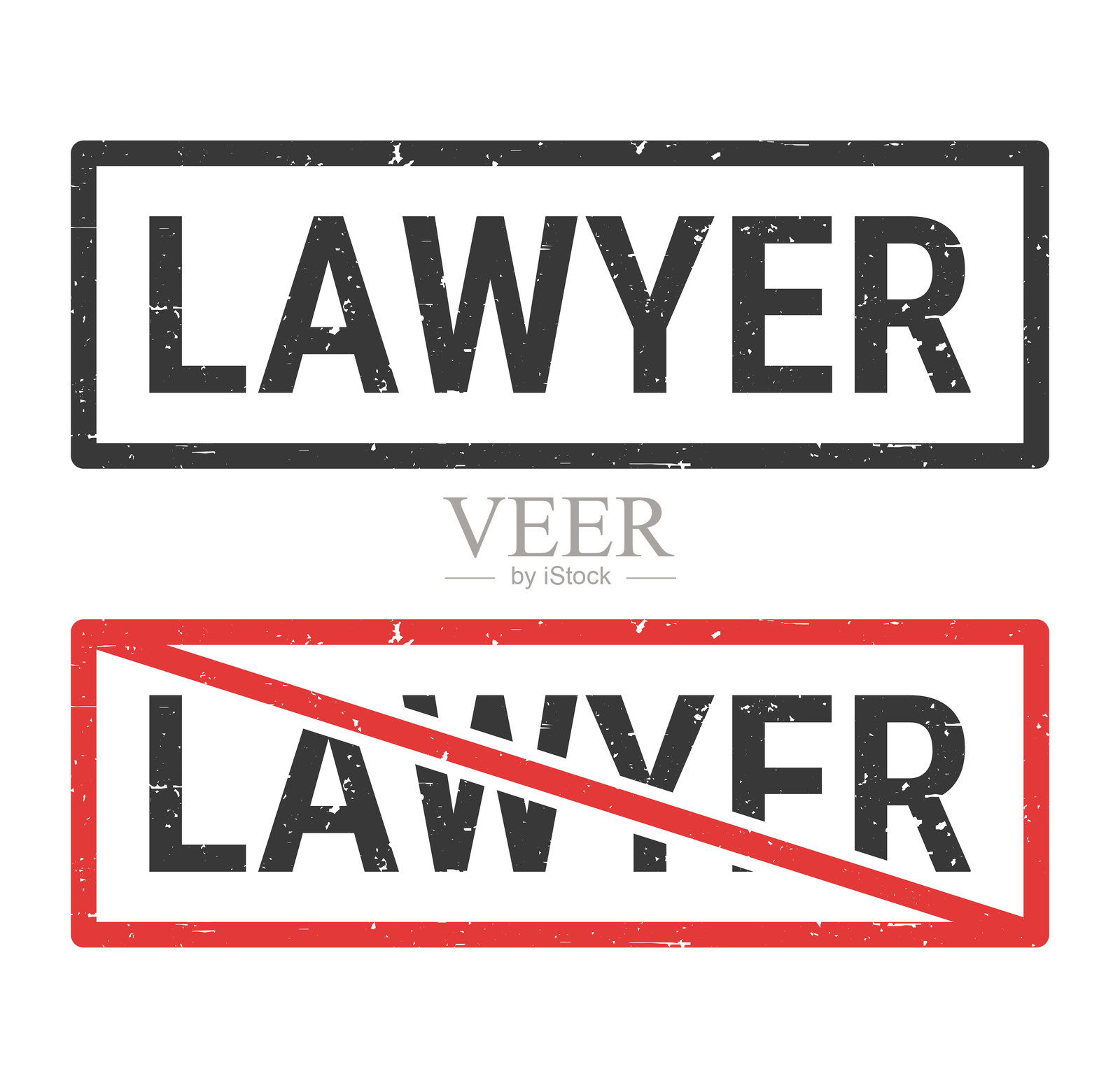 律师 - 白色背景上的橡皮图章,盖有划叉的印章插画图片素材