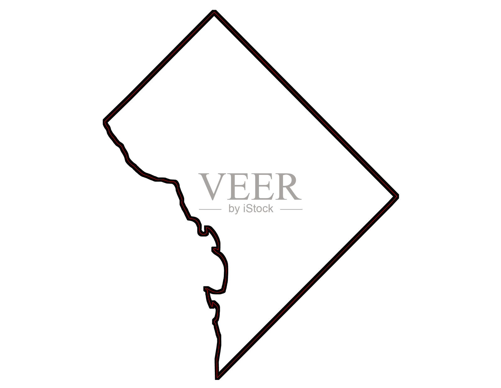 华盛顿特区行政区划边界线地图插画图片素材