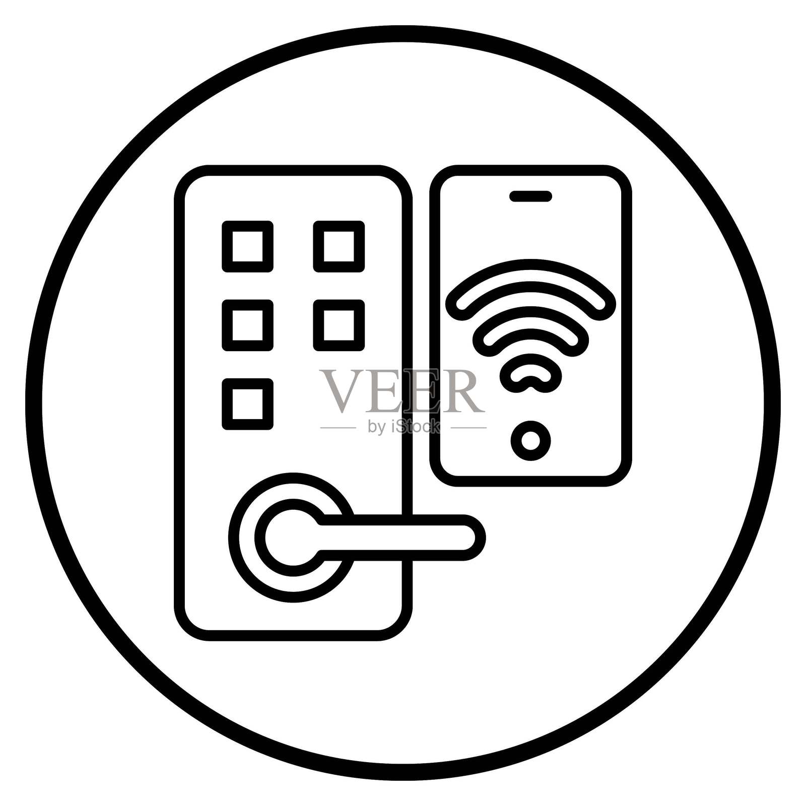 矢量智能门把手图标风格插画图片素材