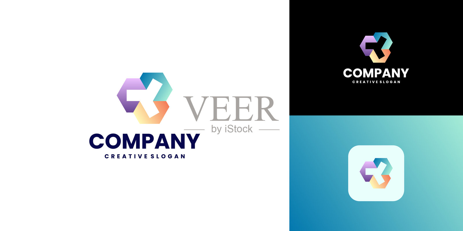 现代科技商务Logo模板图标,投资协作符号箭头方向矢量图插画图片素材