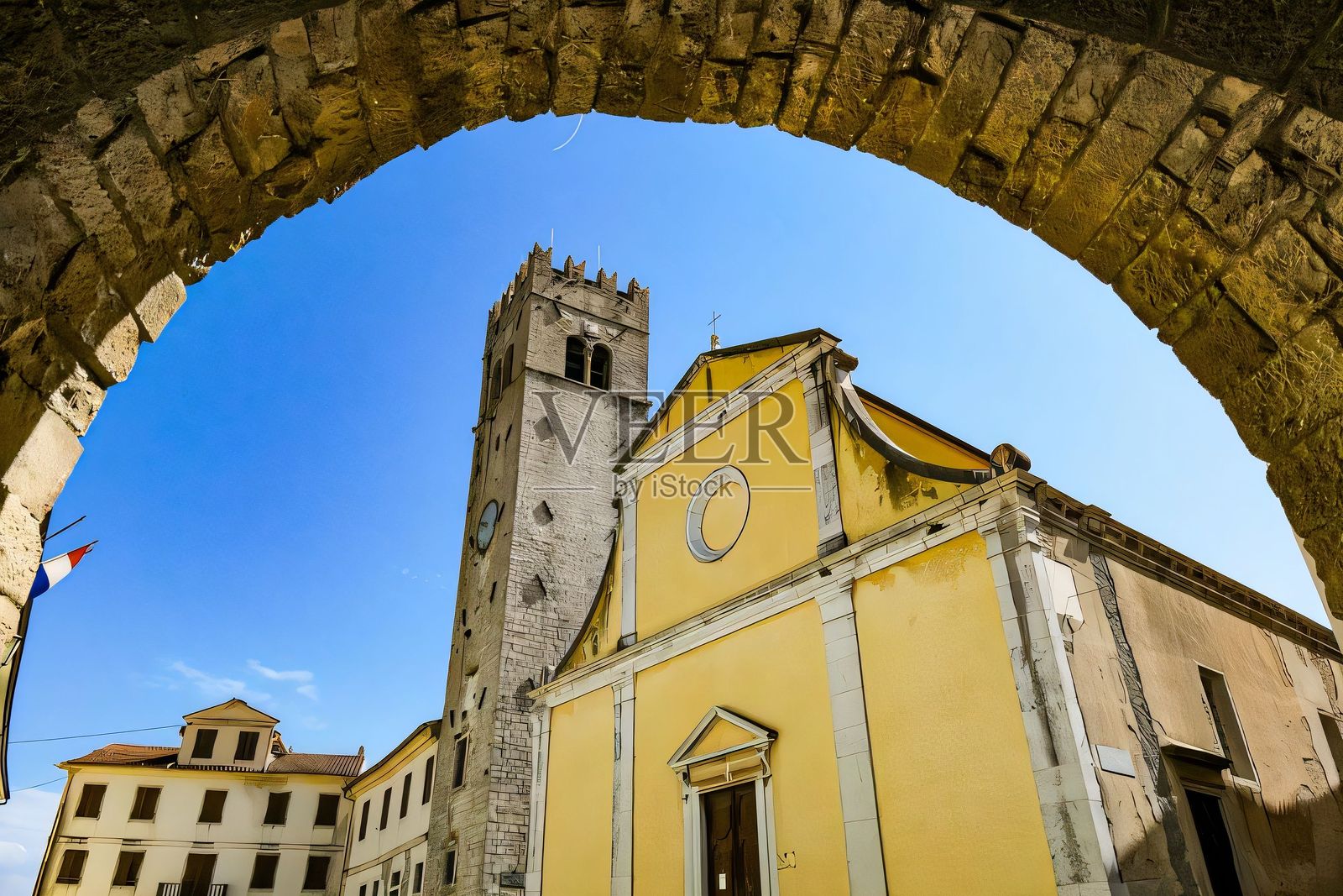 托斯卡纳巴尔加的历史意大利建筑。照片摄影图片