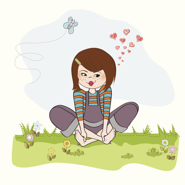 浪漫的女孩赤脚坐在草地上图片 浪漫的女孩赤脚坐在草地上图片下载