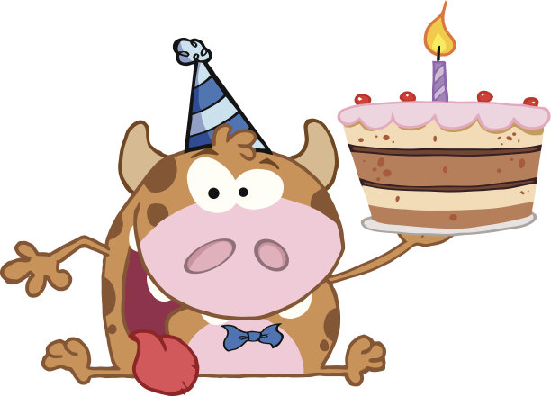 卡通人物Happy Calf手持生日蛋糕图片 卡通人物Happy Calf手持生日蛋糕图片下载