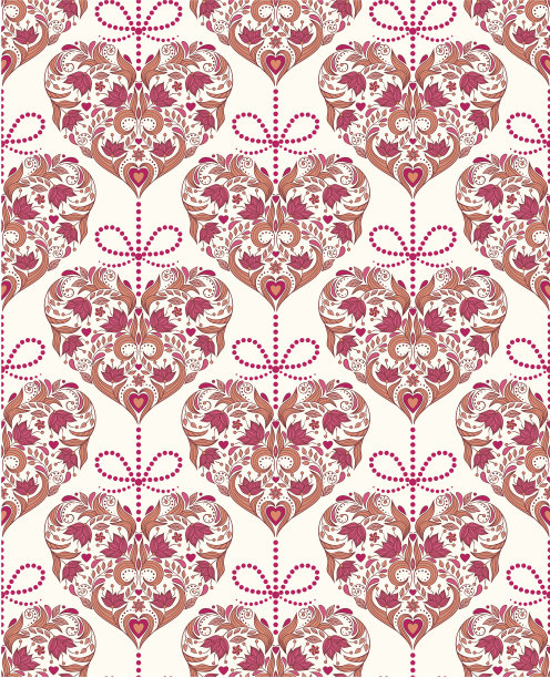 无缝图案与花卉多彩的心图片 无缝图案与花卉多彩的心图片下载