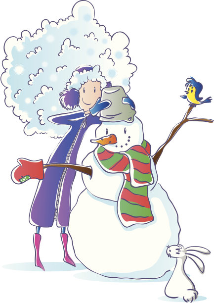 冬天的女孩和雪人图片 冬天的女孩和雪人图片下载