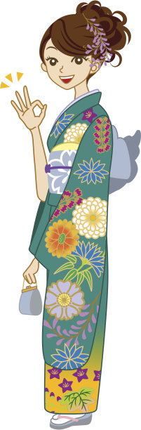 绿色和服女人,OK标志图片 绿色和服女人,OK标志图片下载