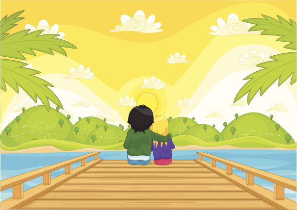 孩子们坐在码头矢量上图片 孩子们坐在码头矢量上图片下载