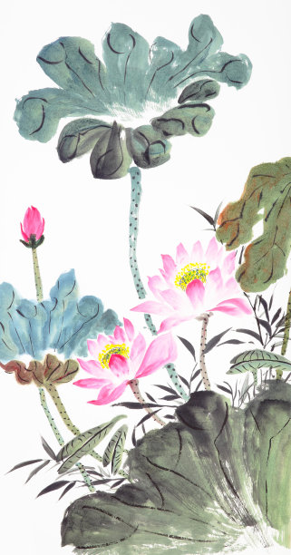 抽象荷花-中国传统绘画图片 抽象荷花-中国传统绘画图片下载