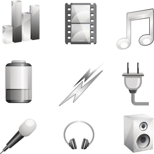 多媒体图标灰色系列图片 多媒体图标灰色系列图片下载