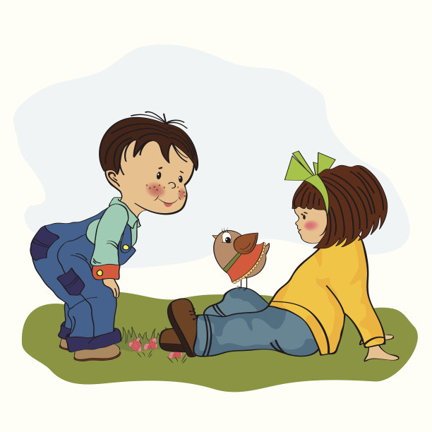 一个男孩在和一个小女孩玩图片 一个男孩在和一个小女孩玩图片下载
