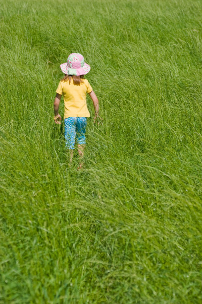 小女孩在草地上图片 小女孩在草地上图片下载